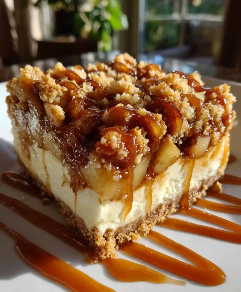 Caramel Apple Cheesecake Bars With Crumb Topping Recipe