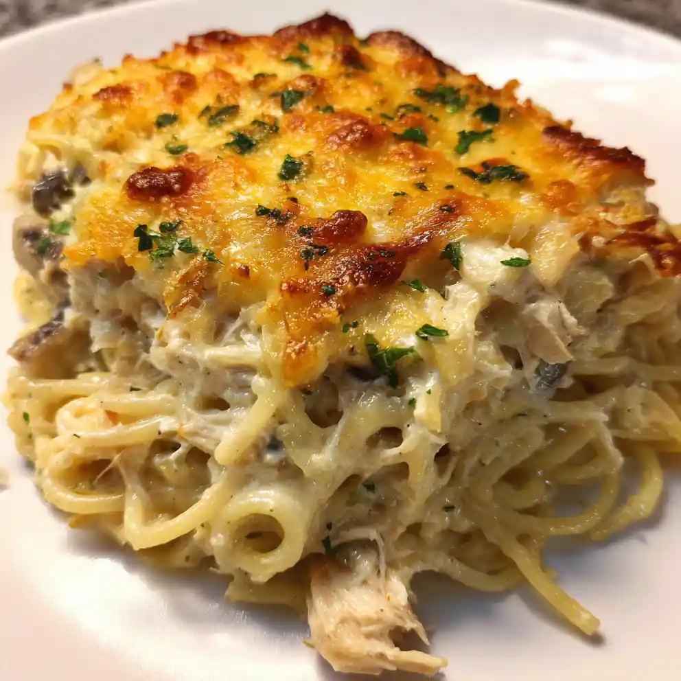 Chicken Spaghetti Recipe Creamy Baked Casserole