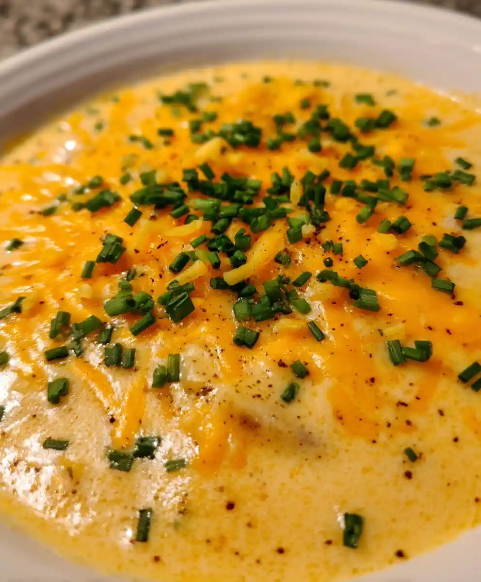 Crockpot Potato Soup with Cheddar and Chives