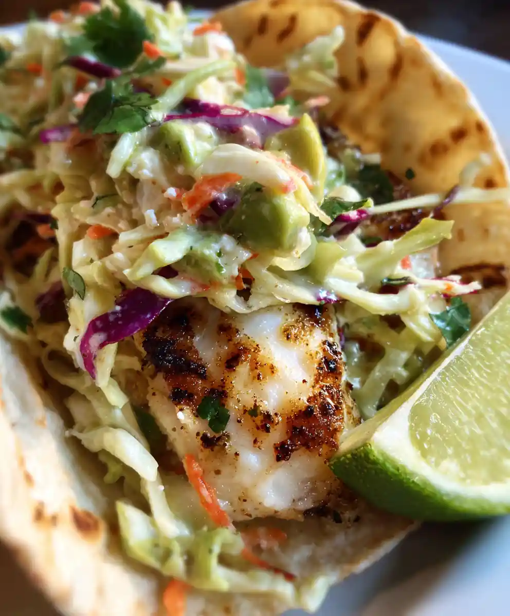 Grilled Fish Taco Recipe with Fresh Slaw and Lime