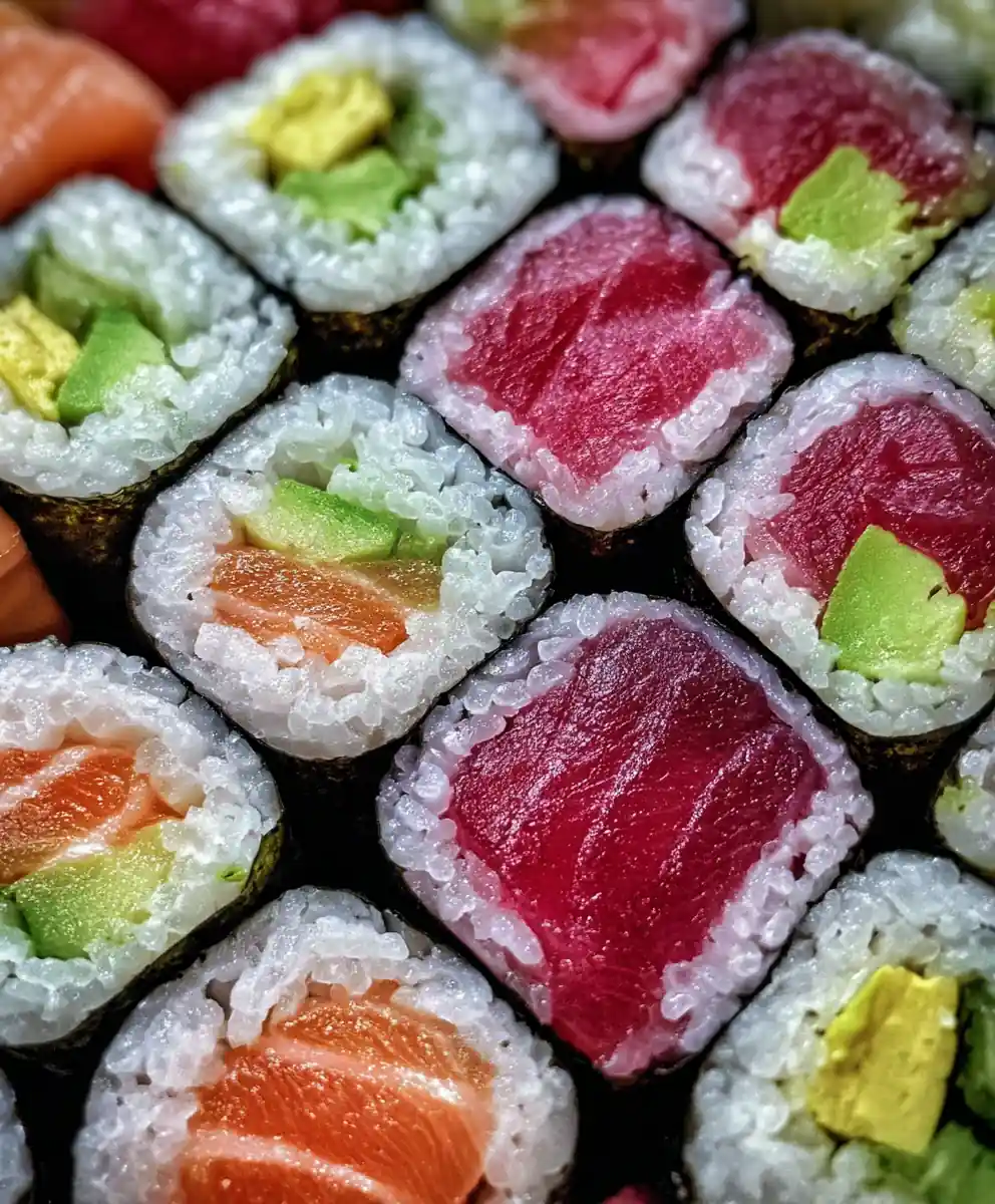 Hand-Rolled Sushi Rolls With Fresh Fish And Avocado 7 Hand-Rolled Sushi Rolls with Fresh Fish and Avocado