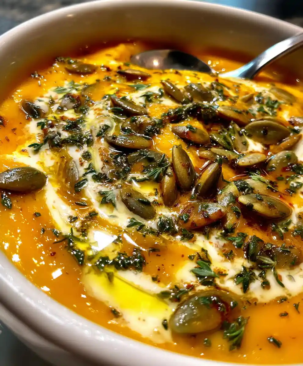 Roasted Butternut Squash Soup with Fresh Herbs