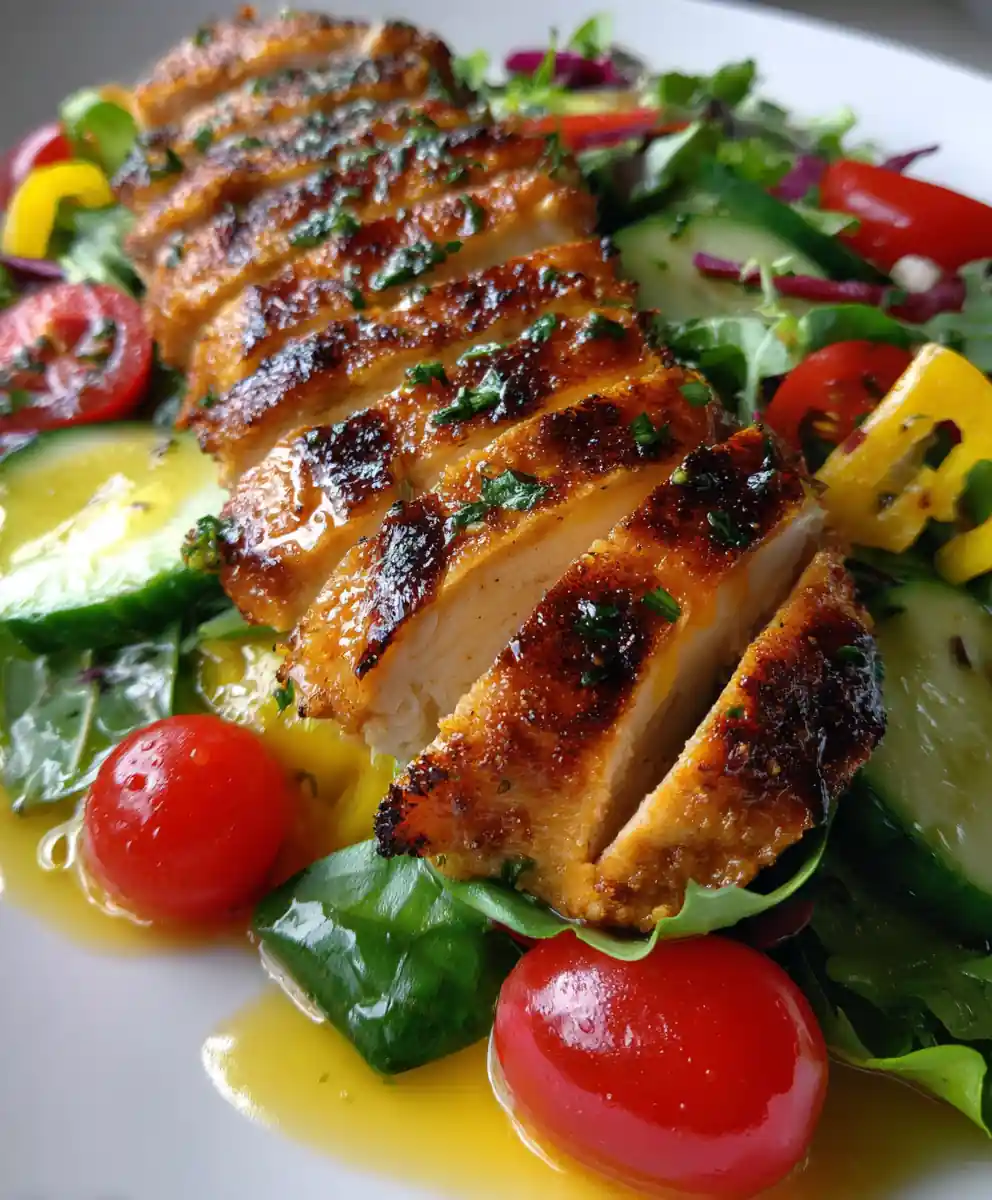 simple grilled chicken salad recipe with Lemon Dressing