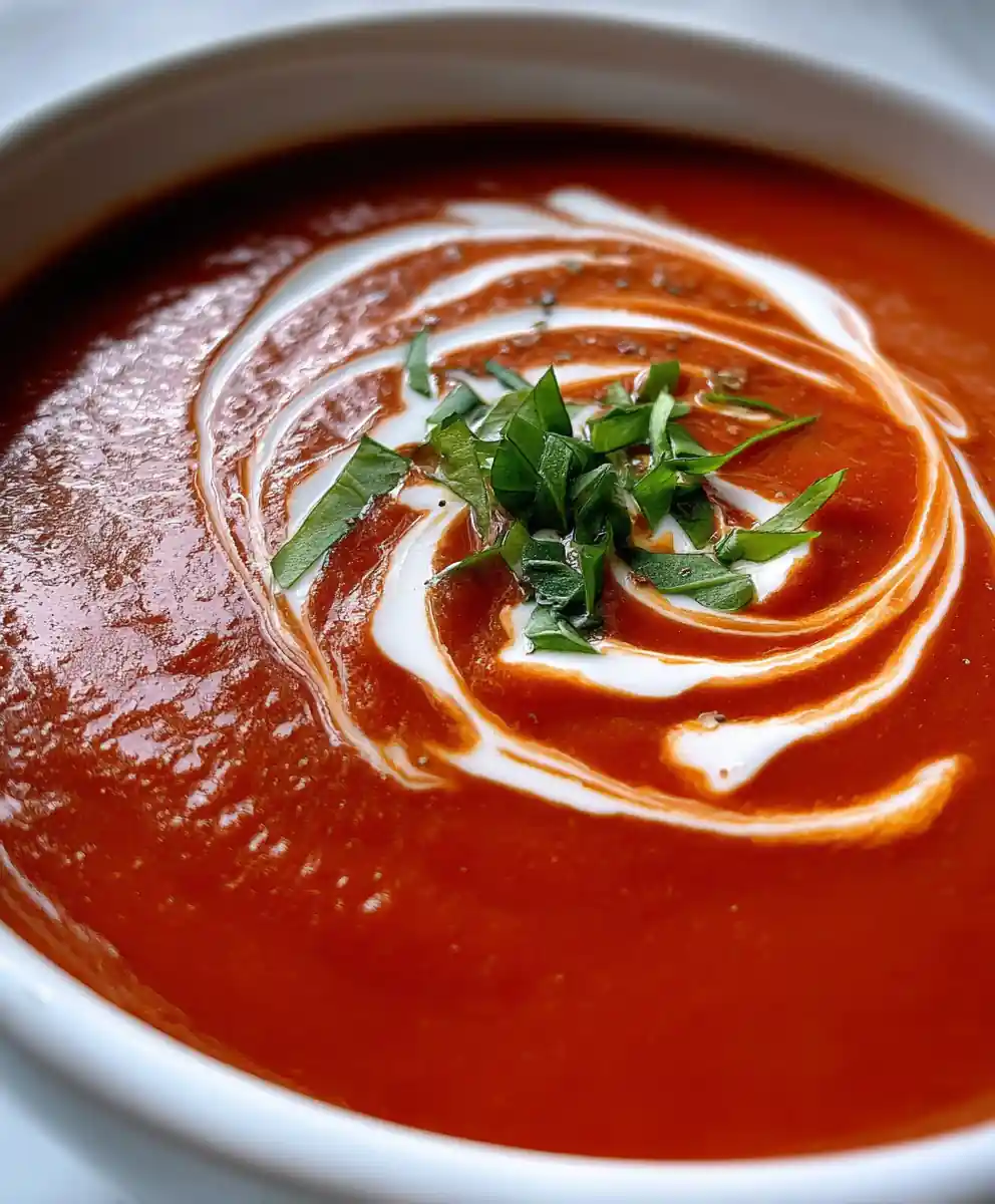 Tomato Bisque Recipe with Basil Cream