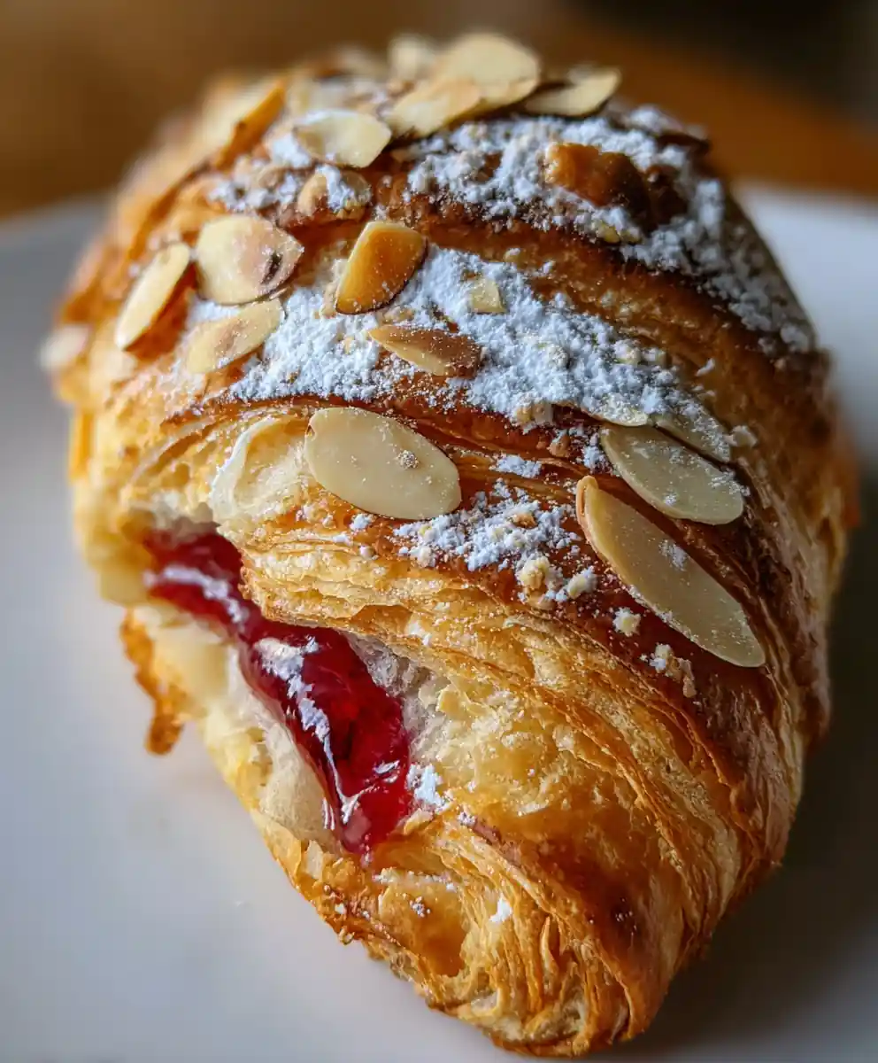 almond croissant recipe With Raspberry Jam Stripe