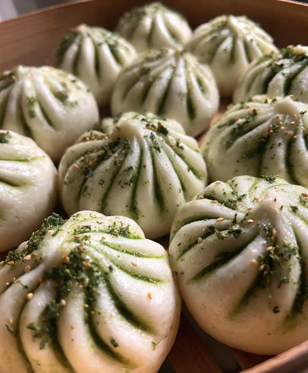 bao buns recipe With Matcha Scallion Swirl
