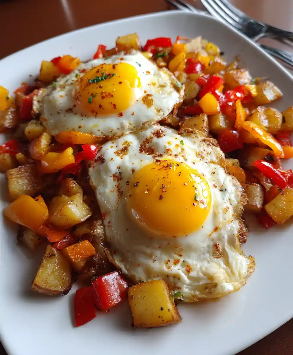 breakfast skillet recipe Golden Potatoes With Pepper Rainbow