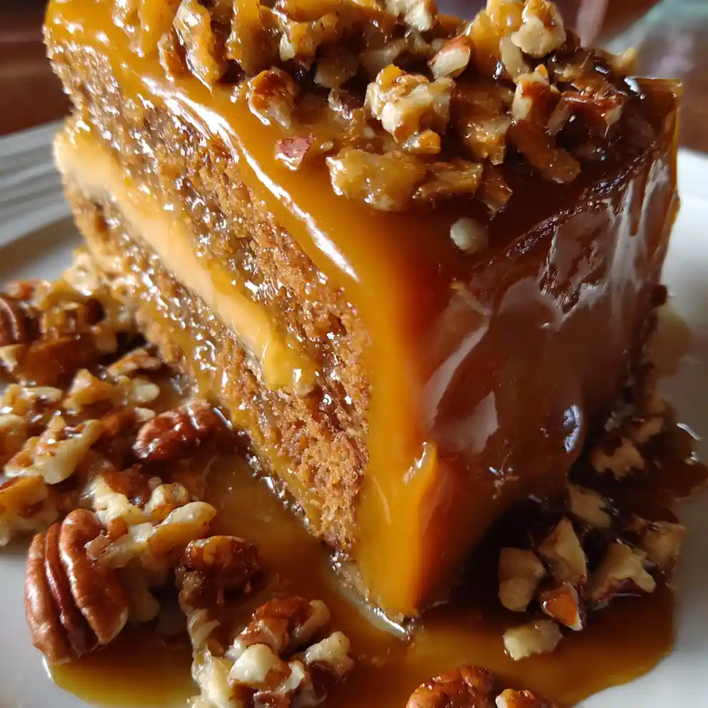 caramel icing recipe With Toasted Pecan Praline Shards