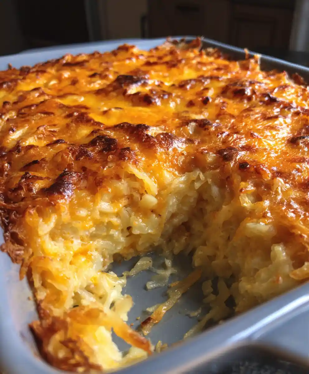 cheesy hashbrown casserole recipe With Golden Cheddar Top