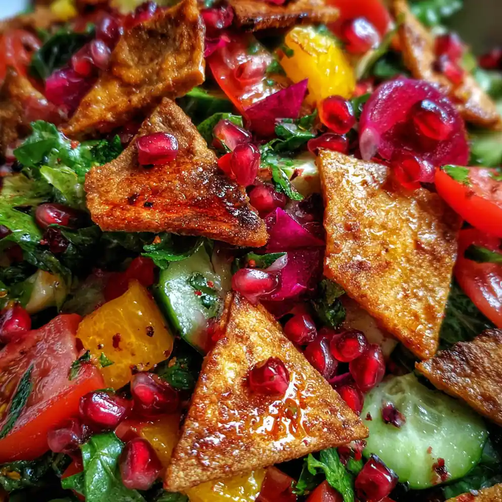 Fattoush Salad Recipe With Sumac-Purple Pomegranate Shards 6 fattoush salad recipe With Sumac-Purple Pomegranate Shards