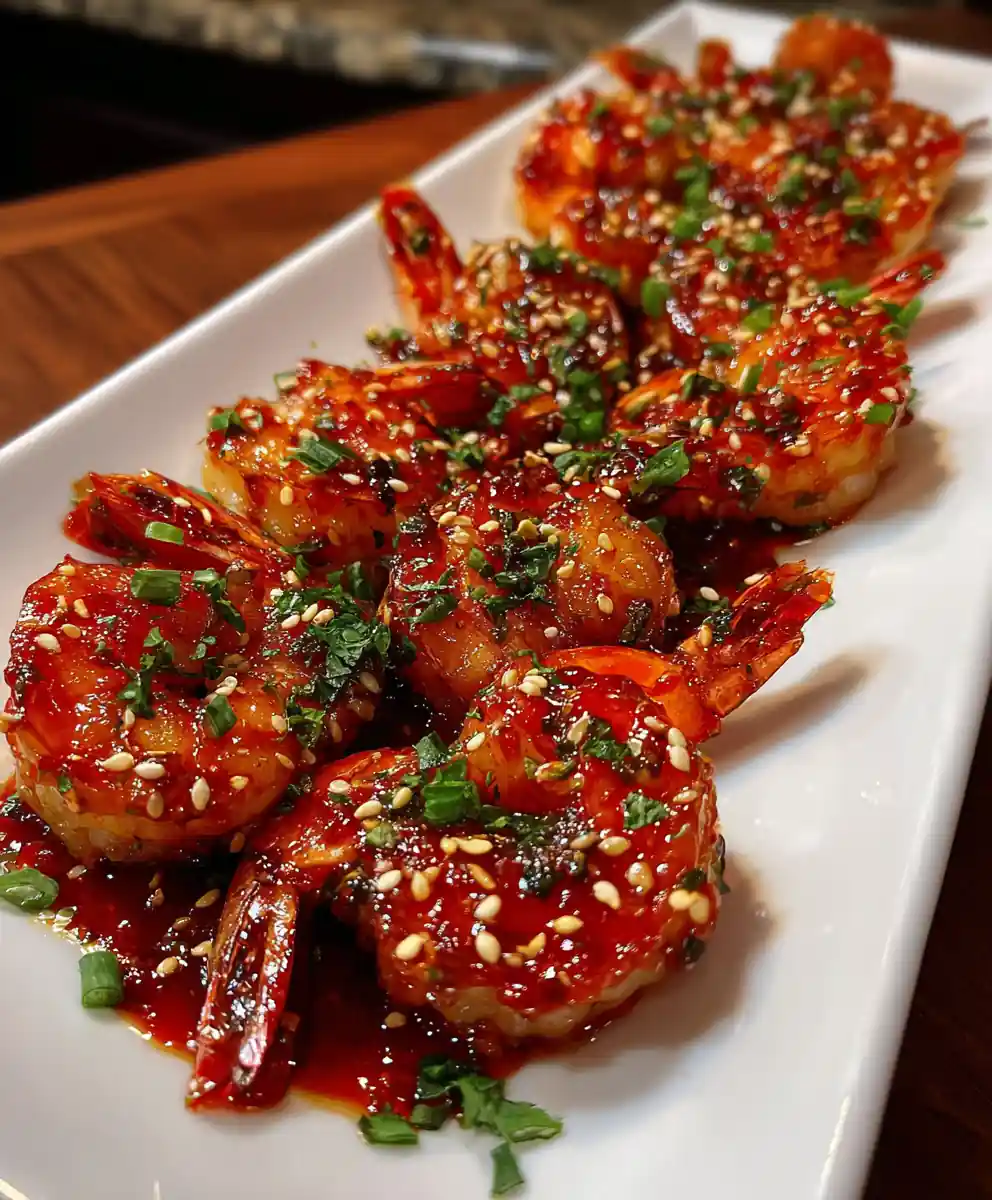 firecracker shrimp recipe Chili-Red Glaze With Sesame