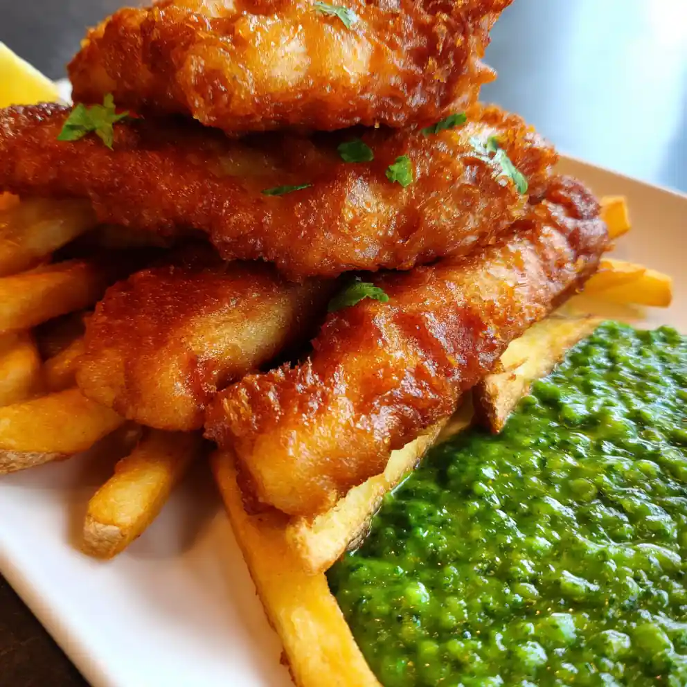 Fish And Chips Recipe With Pea-Mint Green Smash 6 fish and chips recipe With Pea-Mint Green Smash