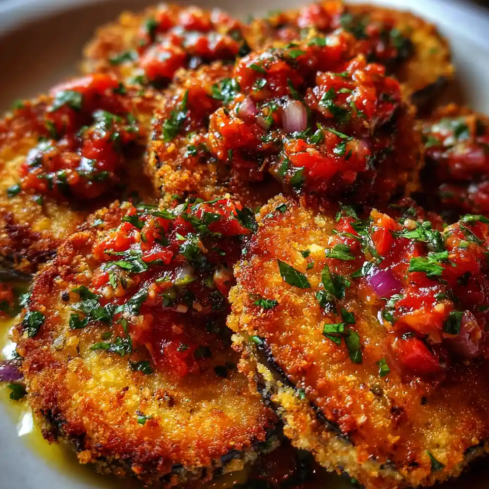 Fried Eggplant Recipe With Crimson Tomato Relish 6 fried eggplant recipe With Crimson Tomato Relish