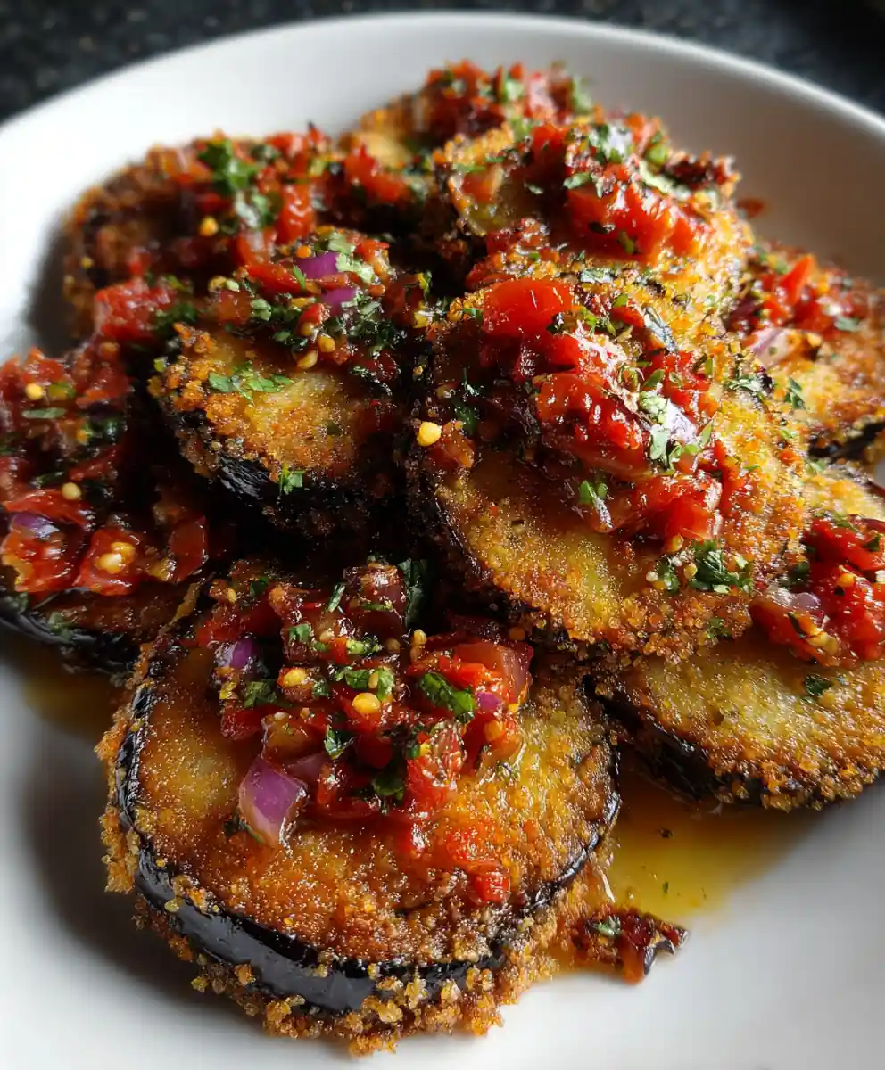 Fried Eggplant Recipe With Crimson Tomato Relish 7 fried eggplant recipe With Crimson Tomato Relish
