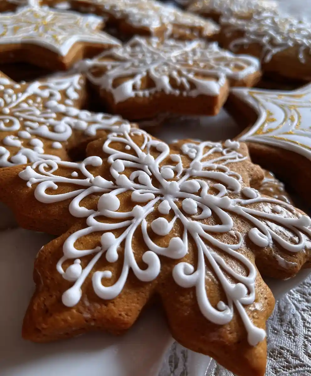 gingerbread cookies recipe With White Icing Filigree