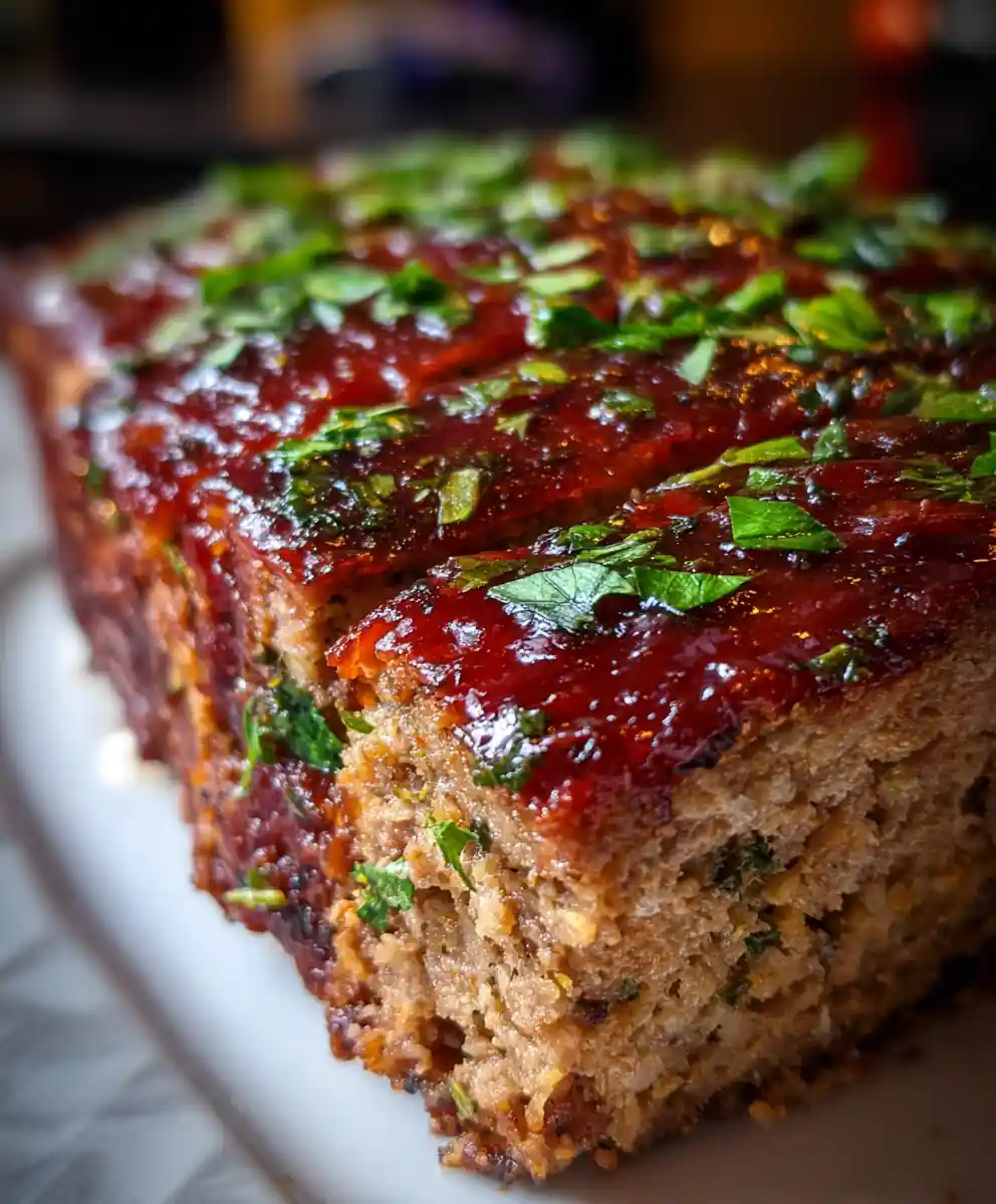 gluten free meatloaf recipe Tomato-Glazed Slice with Parsley Confetti