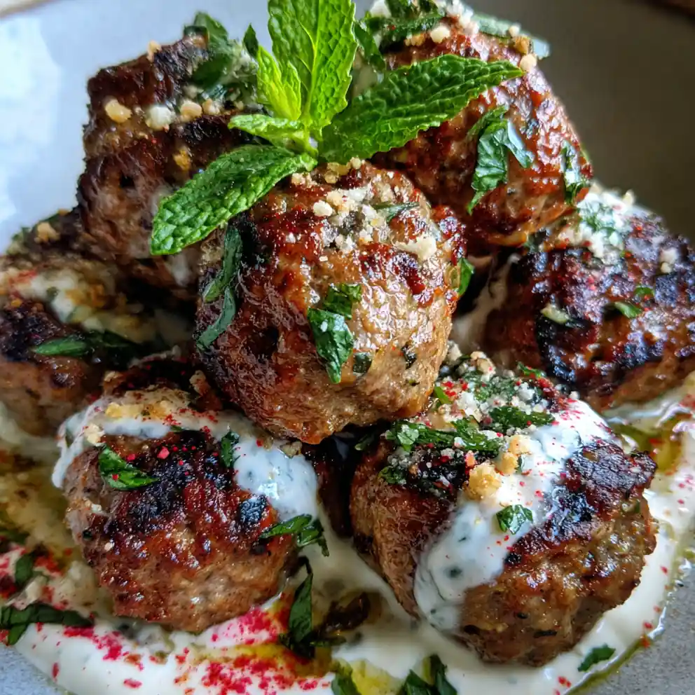 Lamb Meatballs Recipe With Mint-Yogurt Swirl And Sumac 6 lamb meatballs recipe With Mint-Yogurt Swirl And Sumac