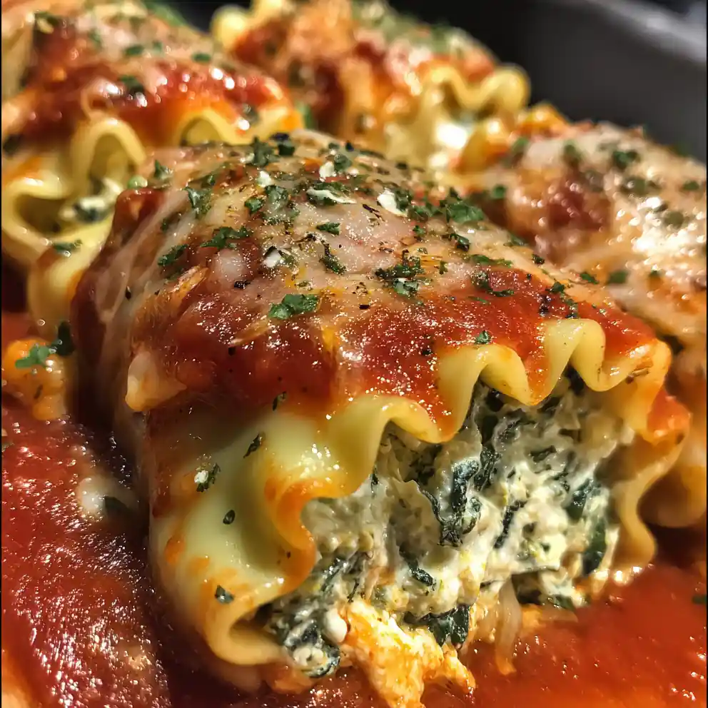 lasagna rolls recipe Spinach Ricotta with Roasted Red Pepper Ribbons