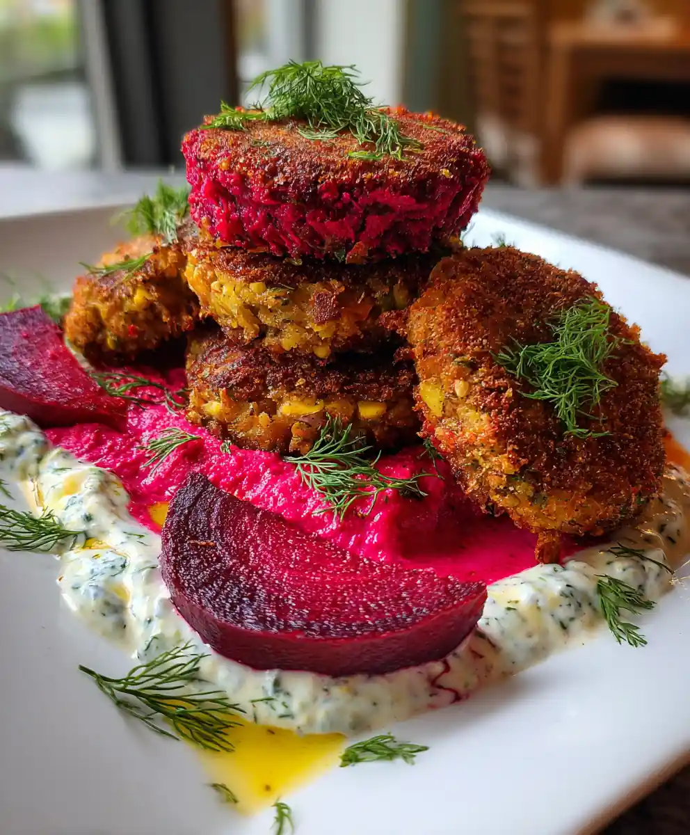 Lentil Burger Recipe Beet-Pink Stack With Dill 7 lentil burger recipe Beet-Pink Stack With Dill