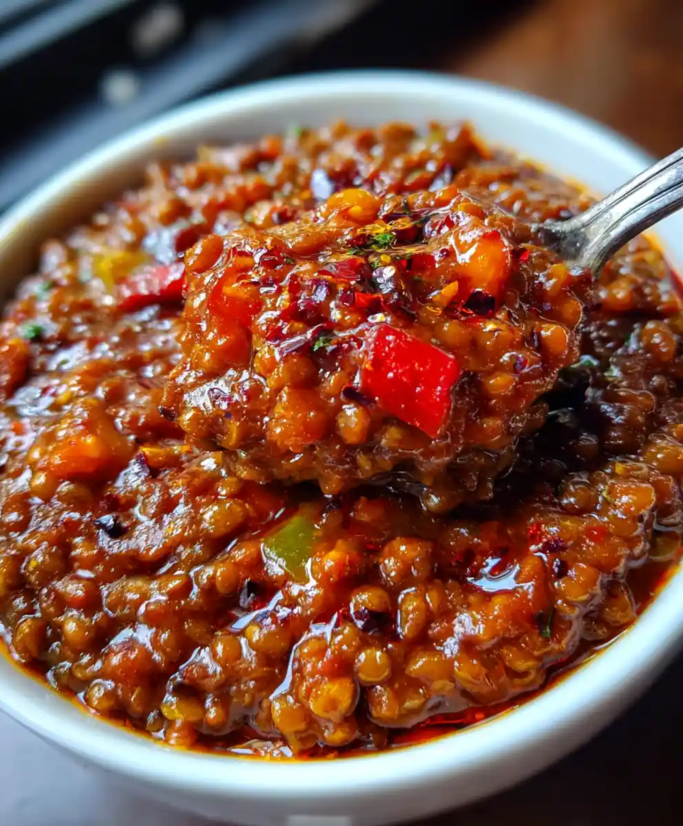 Lentil Chili Recipe With Fire-Red Pepper Oil 7 lentil chili recipe With Fire-Red Pepper Oil