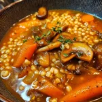 Mushroom Barley Soup Recipe Porcini Broth With Carrot Amber Studs 1761421514.307323