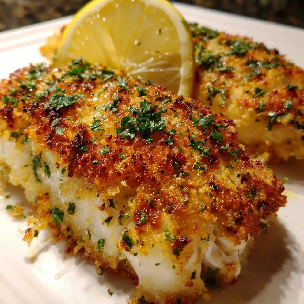 rock fish recipe With Lemon Parsley Golden Crust