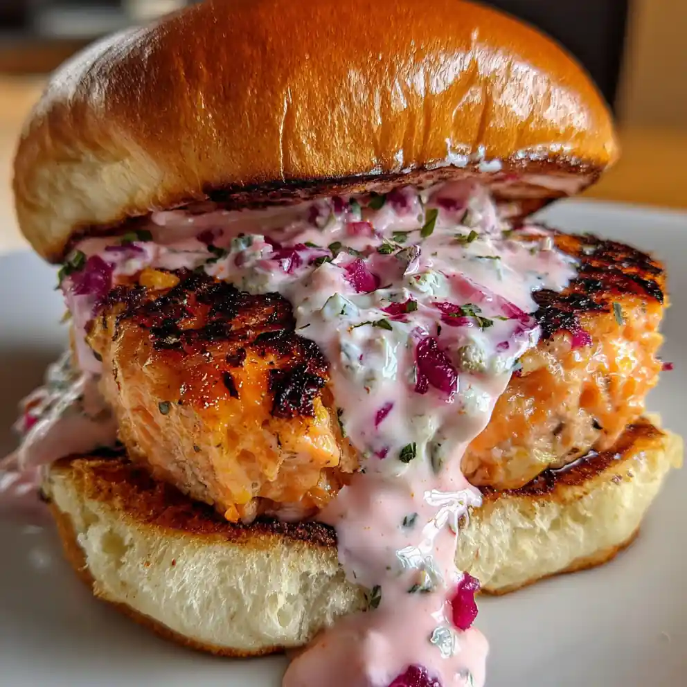 salmon burgers recipe With Beet-Tartar Sauce