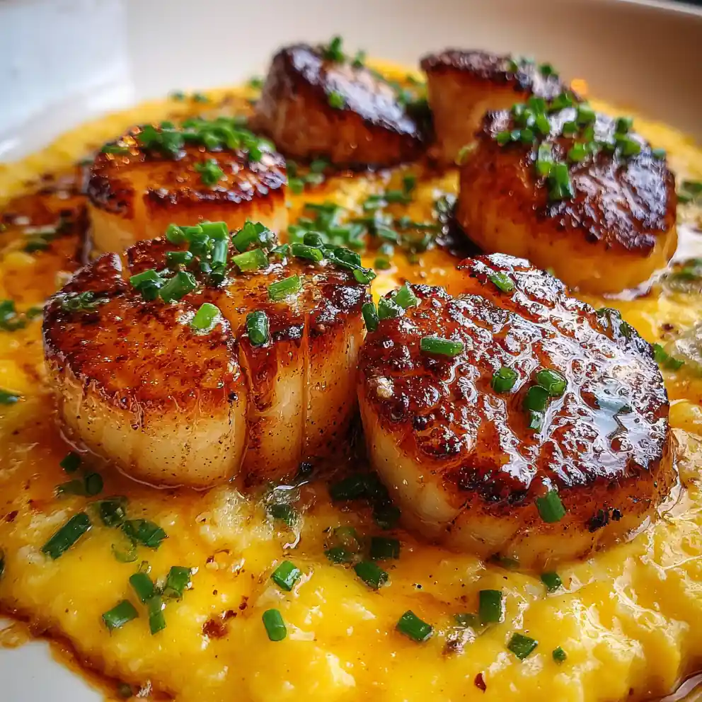 scallops recipe With Golden Corn Purée