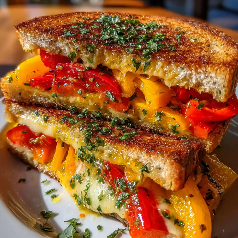 Shiny Sandwich Recipe Rainbow Pepper Stack With Glossy Herb Oil 6 shiny sandwich recipe Rainbow Pepper Stack with Glossy Herb Oil