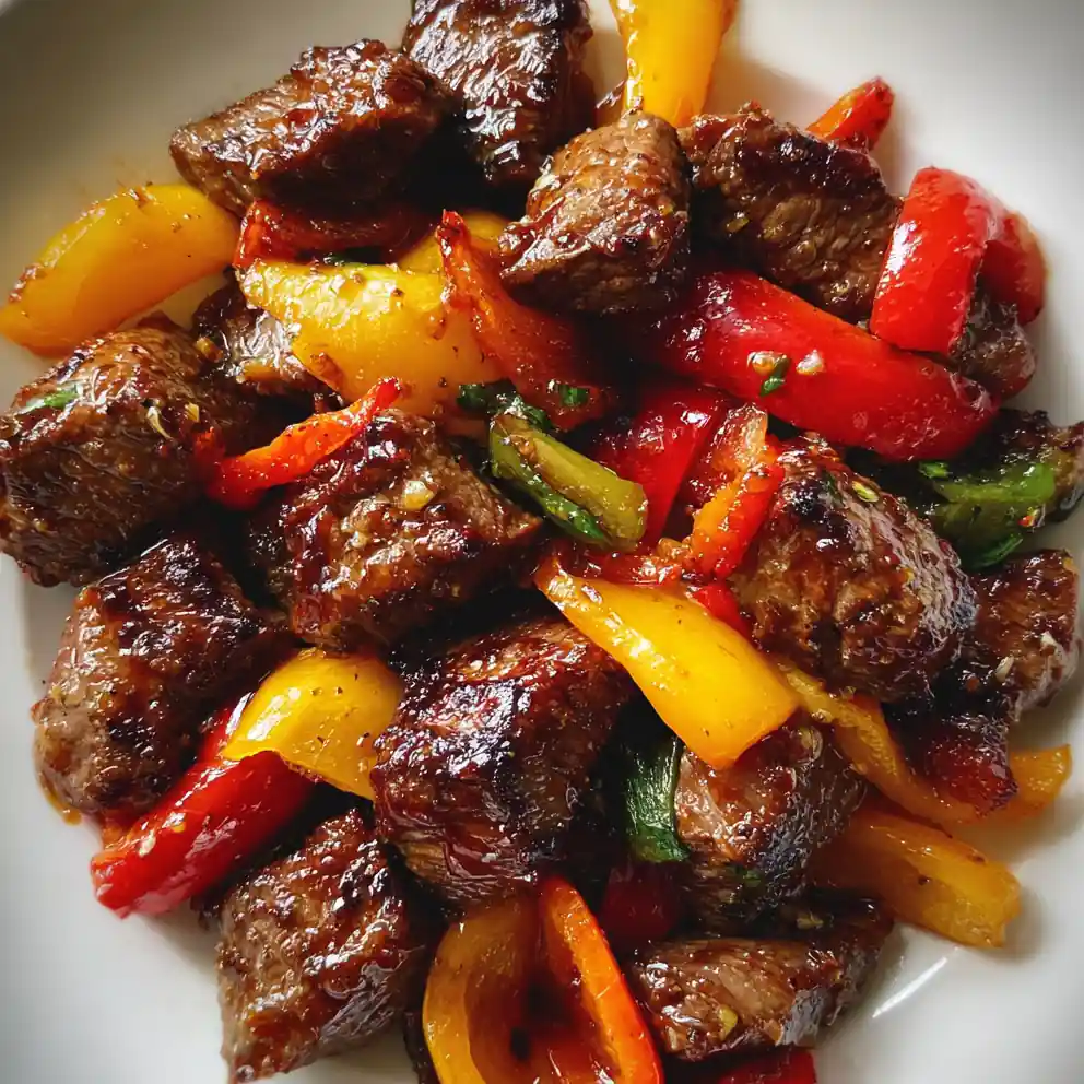 sirloin steak tips recipe Garlic Butter With Charred Peppers