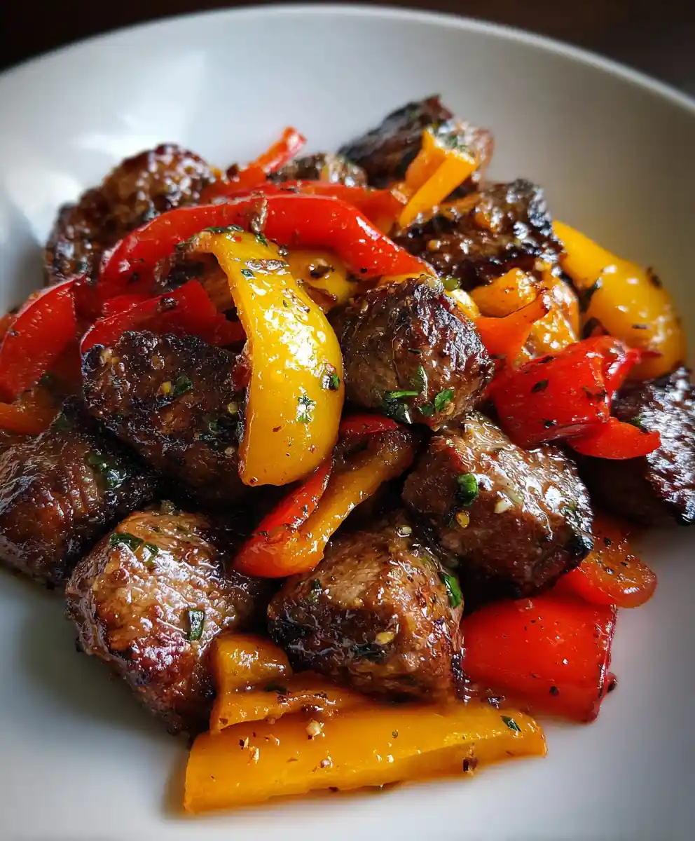 sirloin steak tips recipe Garlic Butter With Charred Peppers