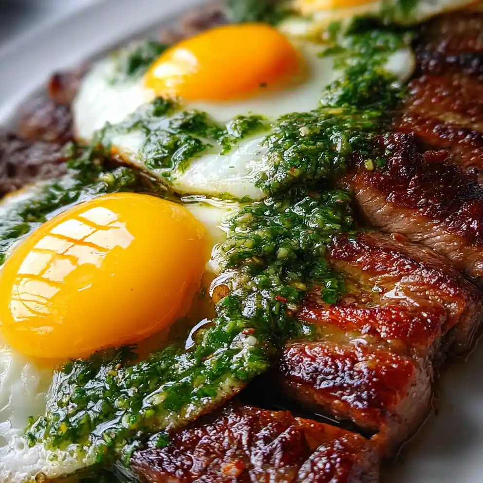 Steak And Eggs Recipe With Chimichurri Swirl And Golden Yolks 6 steak and eggs recipe With Chimichurri Swirl And Golden Yolks