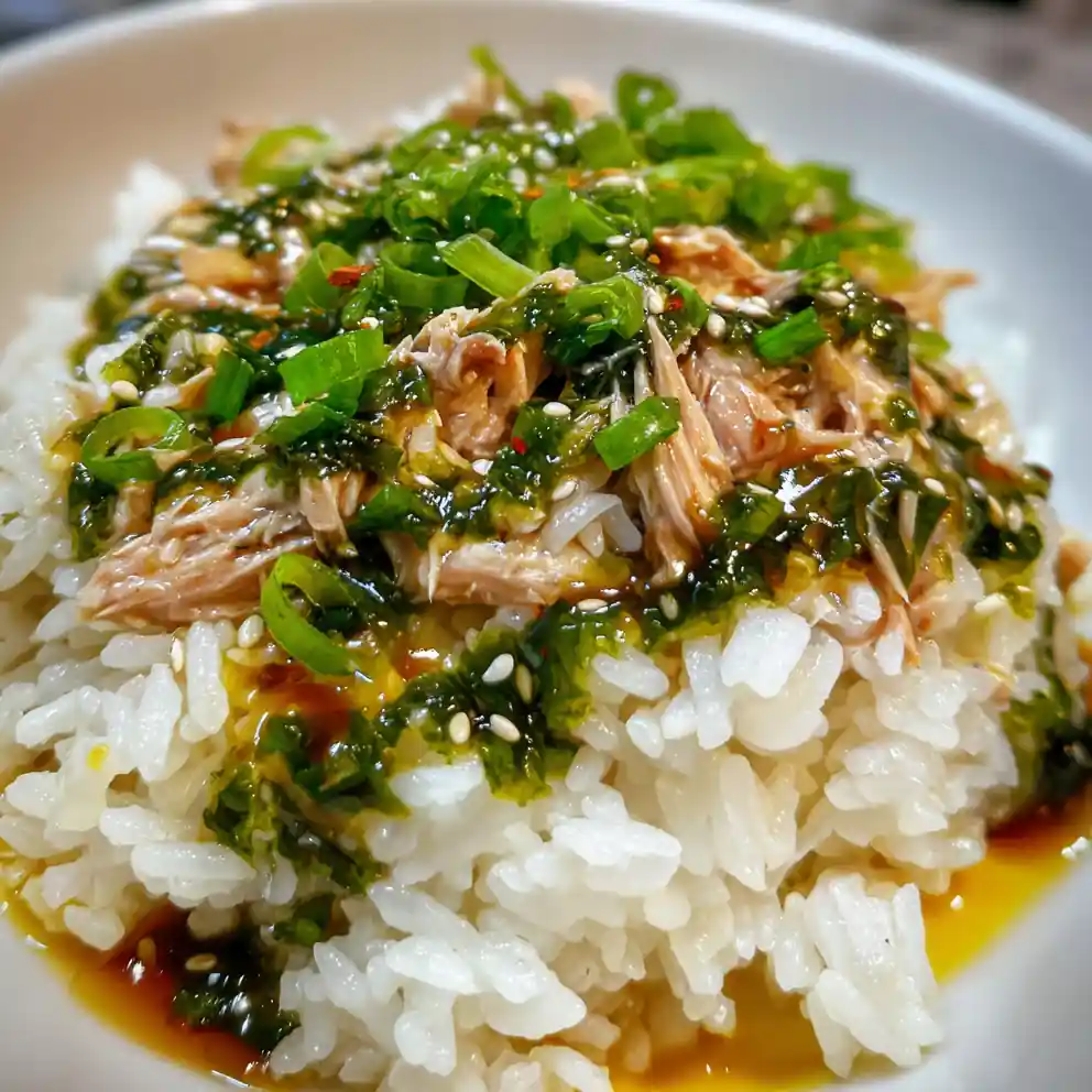Tuna And Rice Recipe With Jade Scallion Drizzle 6 tuna and rice recipe With Jade Scallion Drizzle
