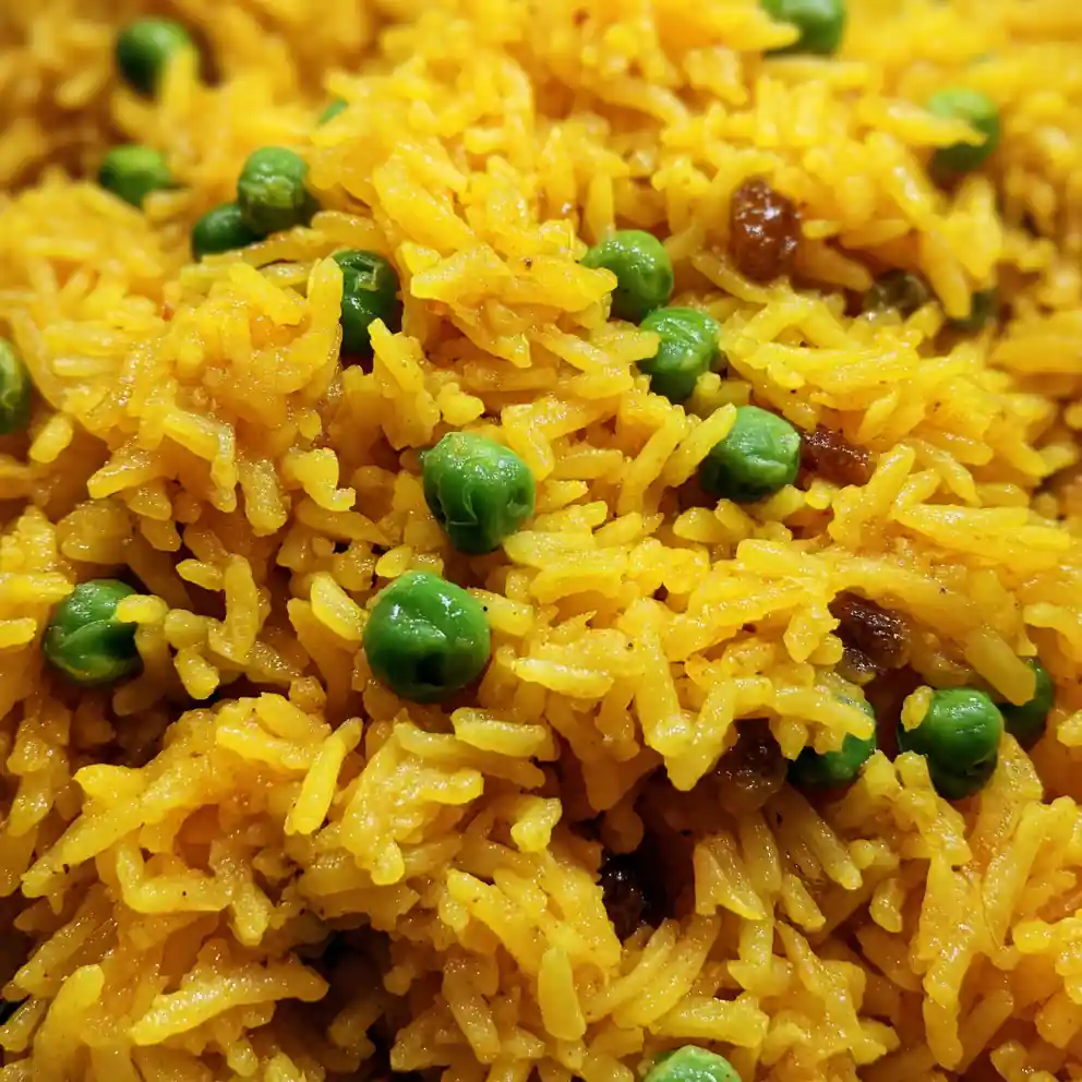 Turmeric Rice Recipe With Golden Raisin And Pea Jewels 4 turmeric rice recipe With Golden Raisin And Pea Jewels