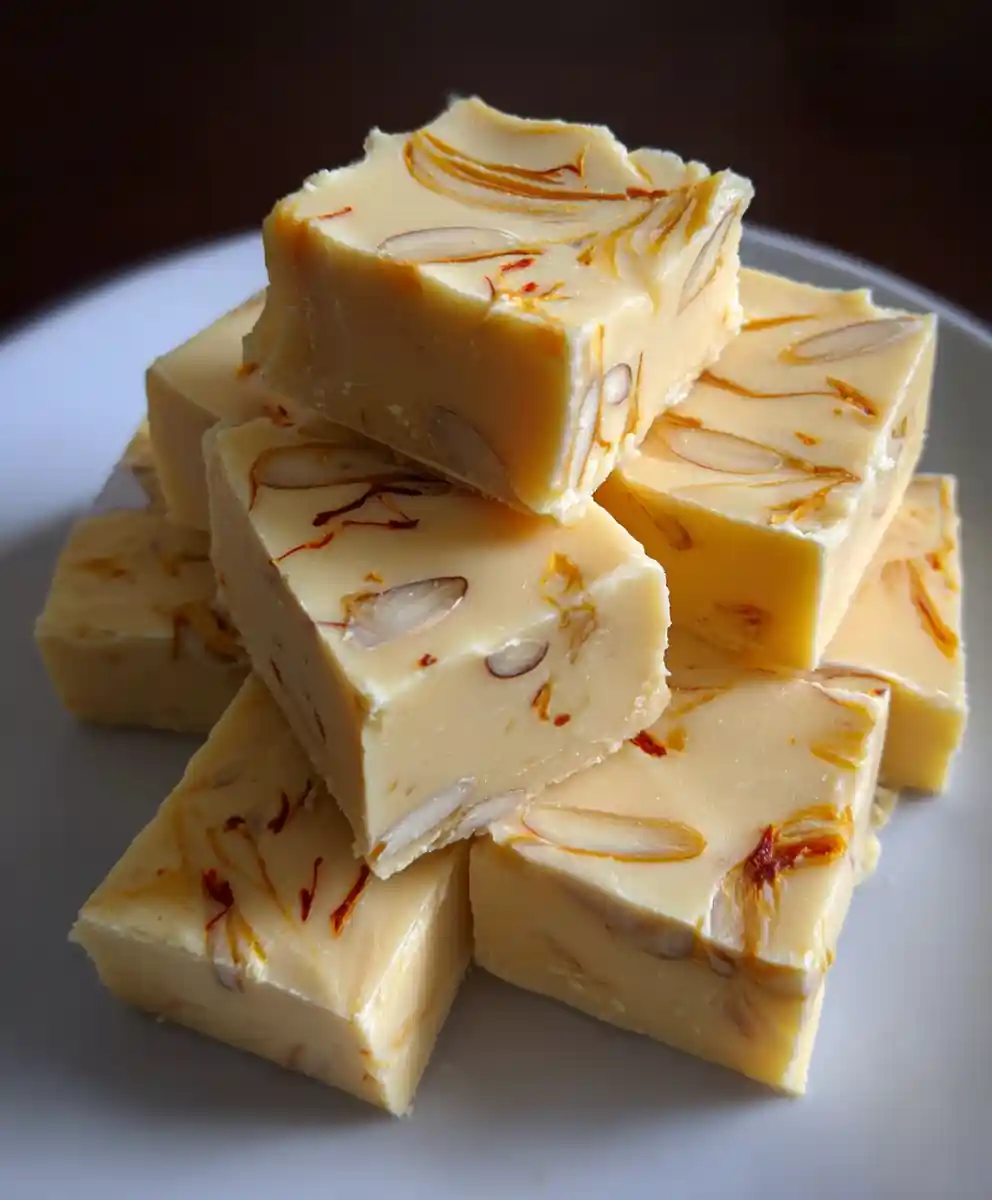 Vanilla Fudge Recipe With Saffron Almond Veins 7 vanilla fudge recipe With Saffron Almond Veins