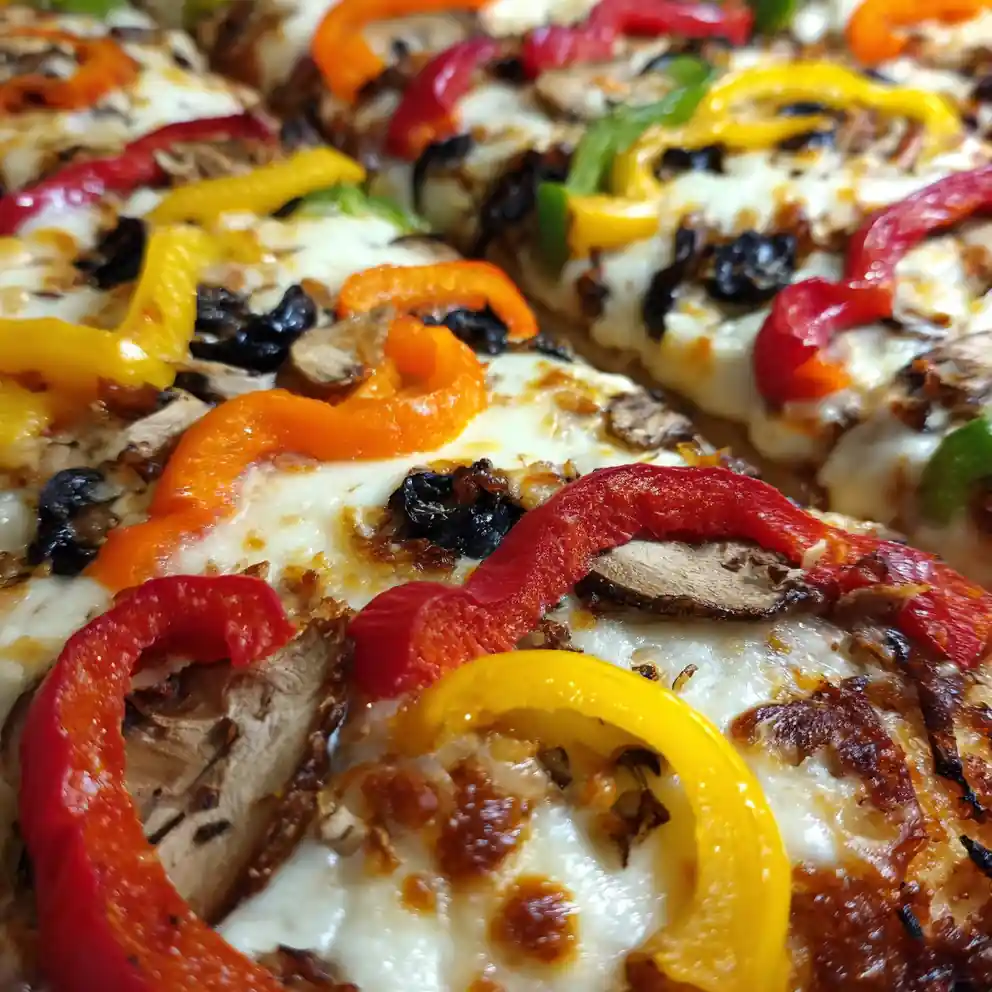 veggie pizza recipe With Rainbow Pepper Tiles