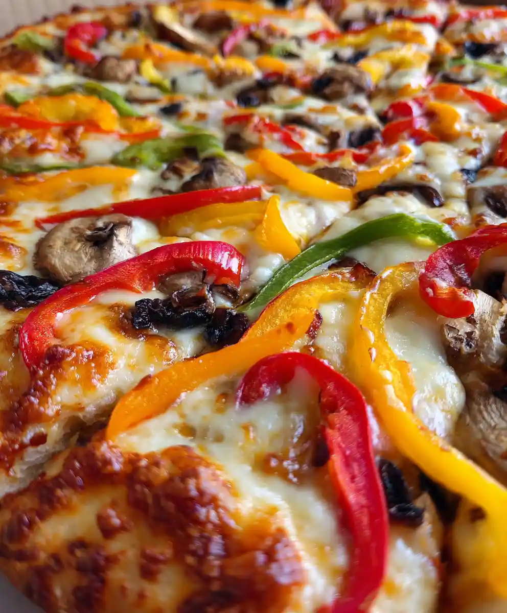 veggie pizza recipe With Rainbow Pepper Tiles