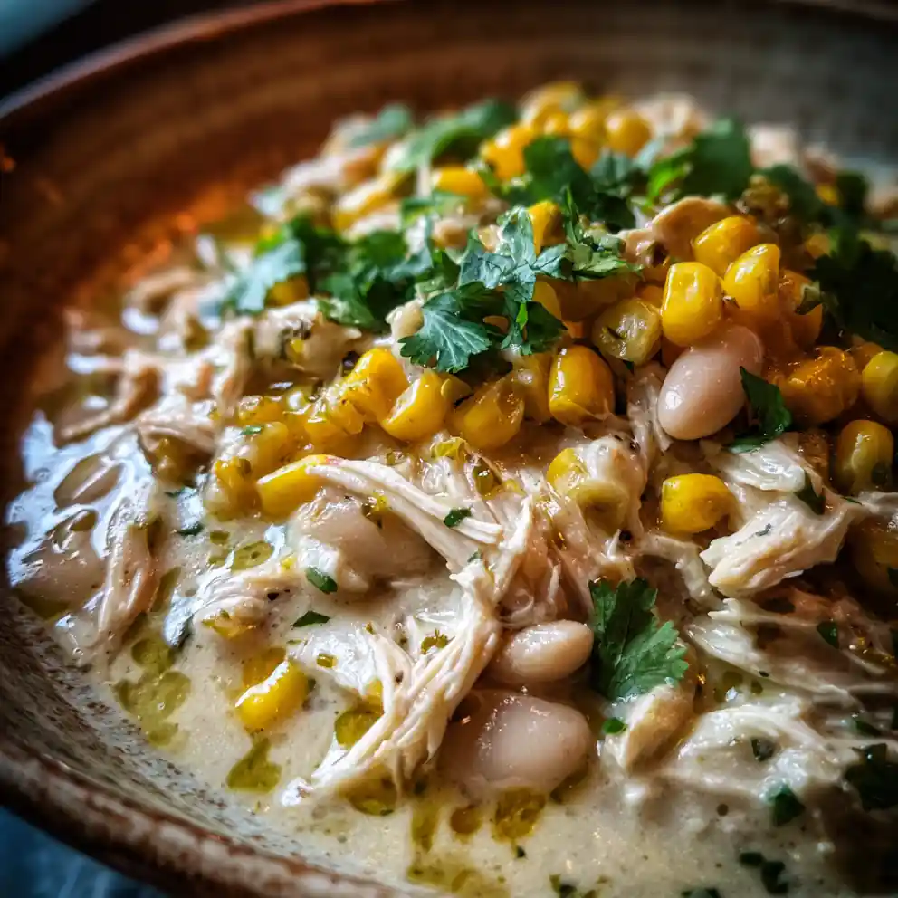 best white chicken chili recipe winner Green Chile Oil and Corn Confetti