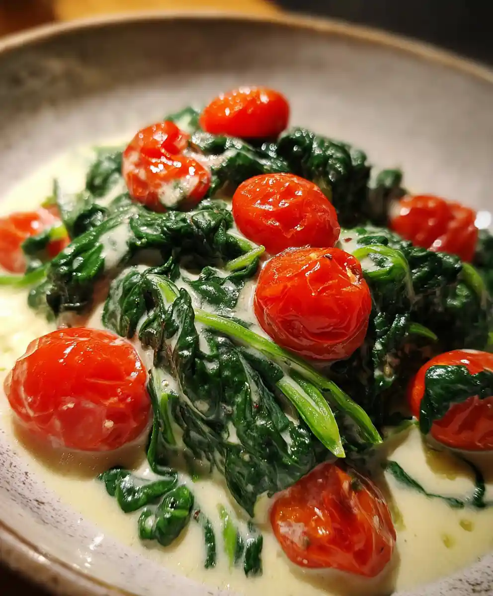 Creamy Spinach Recipe Garlic Cream With Cherry Tomatoes 7 creamy spinach recipe Garlic Cream With Cherry Tomatoes