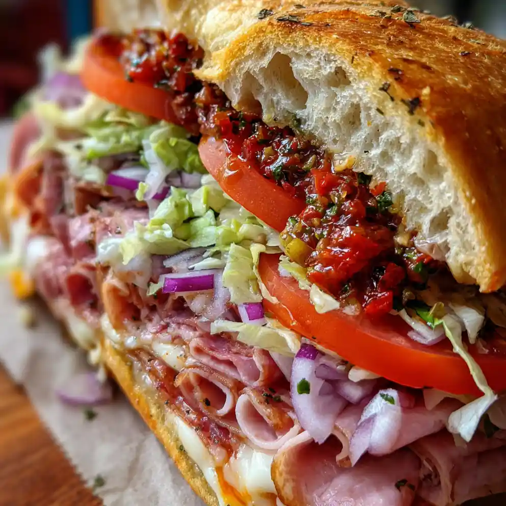 grinder sandwich recipe Cherry Pepper Relish and Provolone