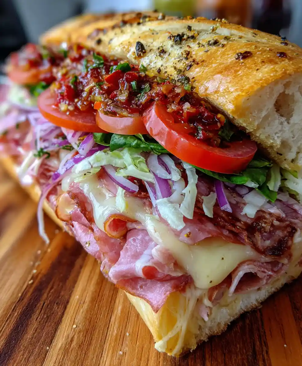 grinder sandwich recipe Cherry Pepper Relish and Provolone