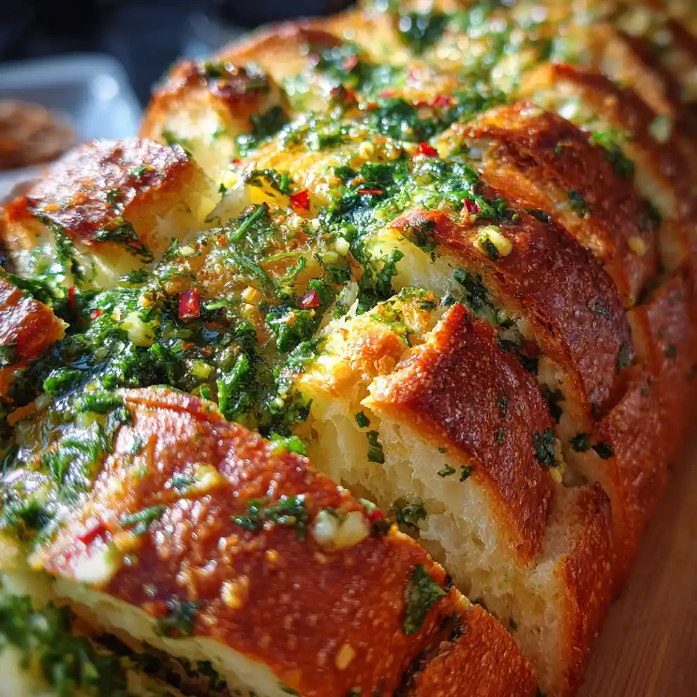homemade garlic bread recipe Parsley Butter and Chili Flakes