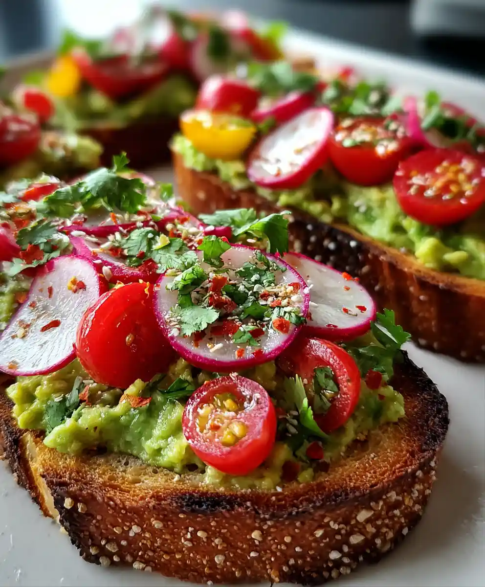 recipe for avocado toast Cherry Tomato and Radish Confetti