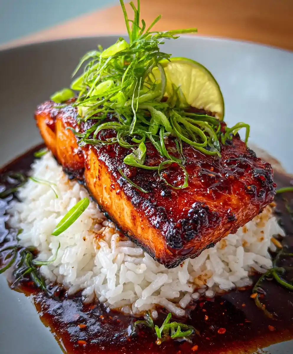 Salmon And Rice Recipe Soy-Chili Glaze And Scallions 7 salmon and rice recipe Soy-Chili Glaze and Scallions