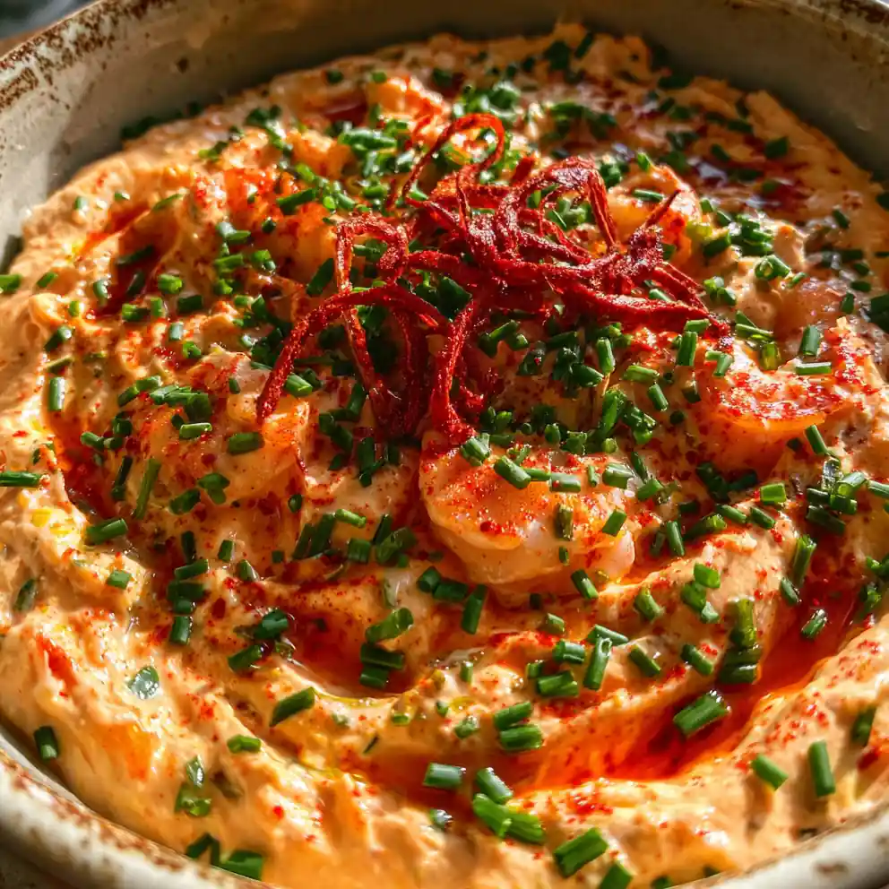 shrimp dip recipe Roasted Red Pepper Swirl