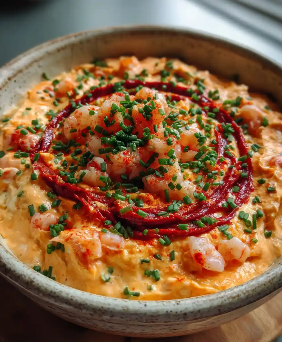 shrimp dip recipe Roasted Red Pepper Swirl