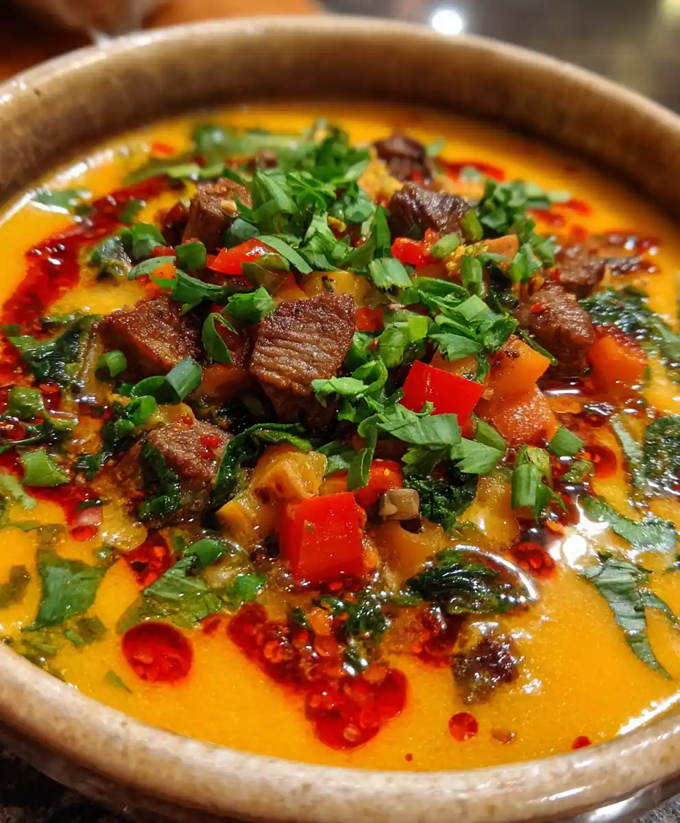 soup joumou recipe Bright Orange With Chili Oil
