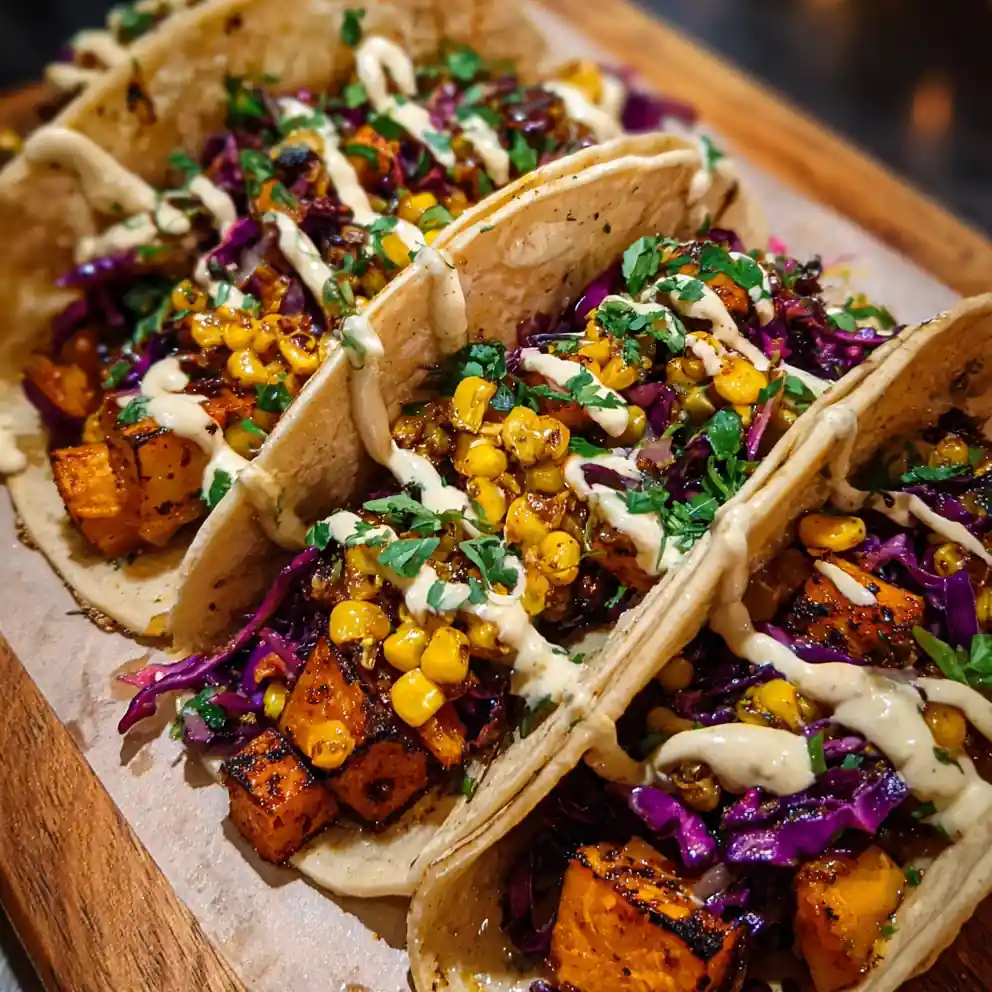 sweet potato tacos recipe Charred Corn and Purple Slaw