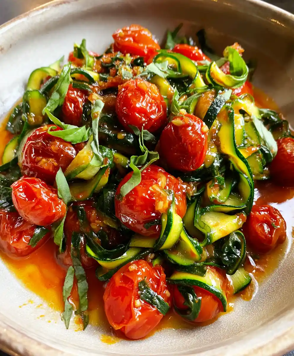 zucchini noodles recipe Roasted Tomato and Basil Ribbons