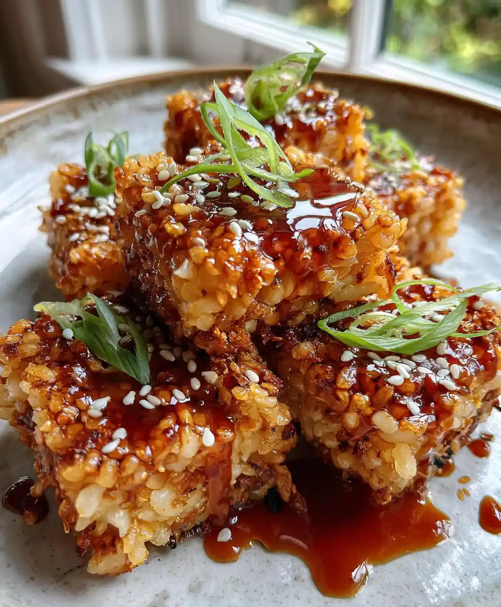bobby flay's crispy rice recipe with Gochujang Honey Glaze and Toasted ...